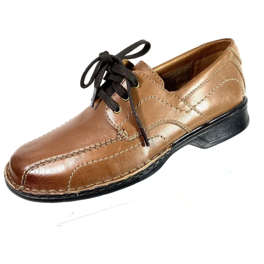 Clarks Shoes Men's 7.5 M Brown Leather Oxford Shoes Lace Up New